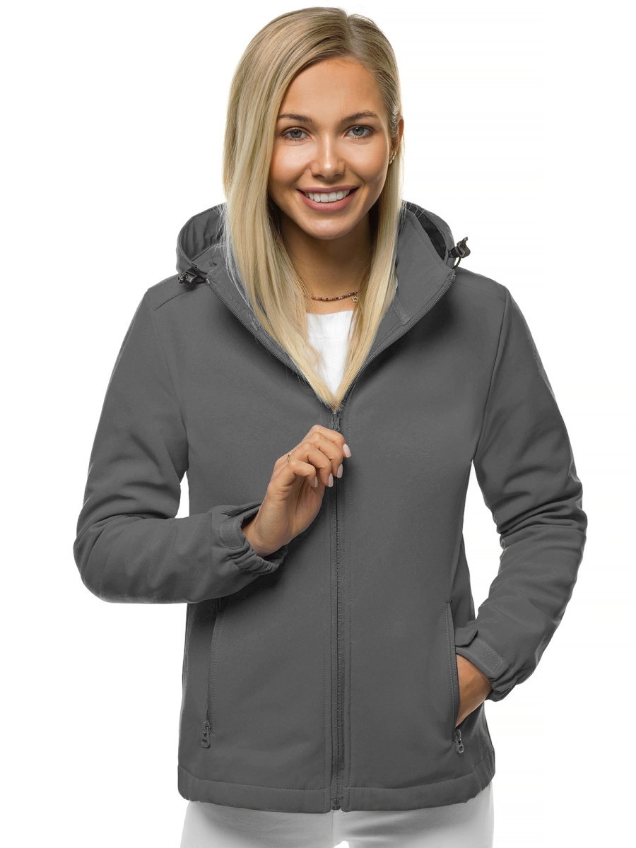 Kurtka softshell damska z kapturem grafitowa OZONEE JS/HH018/2 - Ozonee