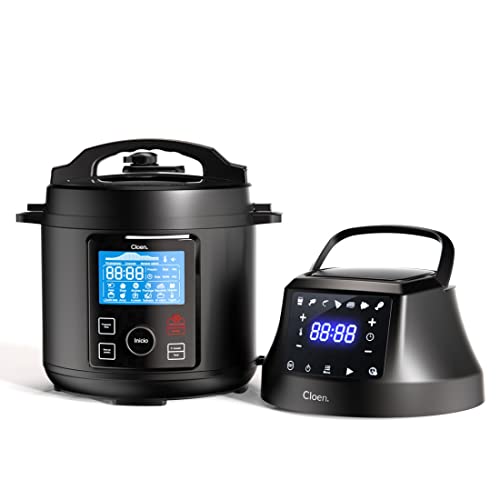 Programowalny garnek i Frytkownica powietrza Foodie Pot Cloen, Robot kuchenny 2 w 1, programowalny garnek + Air Fryer, 9 funkcji w 1, Pojemność 6L, 1300W, 3 poziomy mocy, 2 programowalne pokrywki, 6