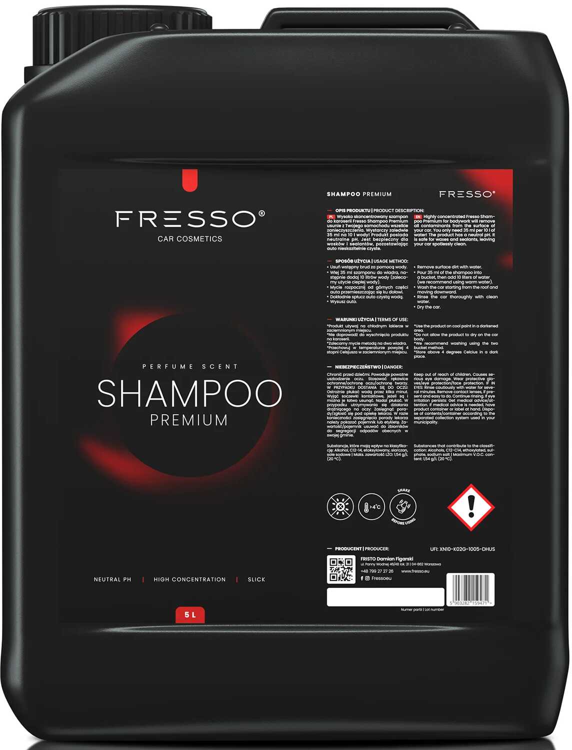 Fresso Premium Shampoo  szampon samochodowy, silnie skoncentrowany 5L