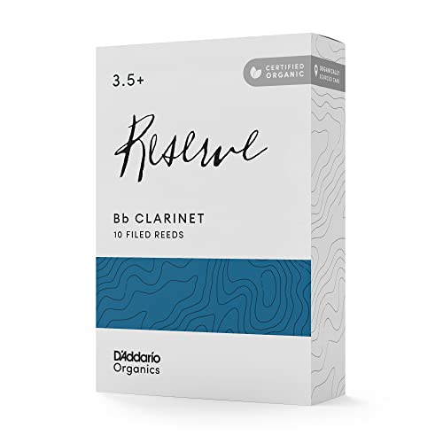 D'Addario Organic Reserve Bb Stroiki klarnetowe - Stroiki do klarnetu - Pierwsza i jedyna organiczna trzcina - Siła 3,5+, 10 sztuk
