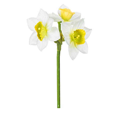 EUROCINSA Ref.76001C01 Narcyz z 3 kwiatami i 1 biało-żółty pąk, 24 szt., 12cm