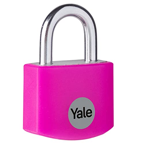 Yale YE3B/25/112/1/P Kłódka Aluminiowa, Szerokość 29mm, do Użytku Wewnętrznego, Zabezpieczenie Szafek, Skrzynek Narzędziowych i Plecaków, 3 Klucze, Standardowe Bezpieczeństwo, Różowa