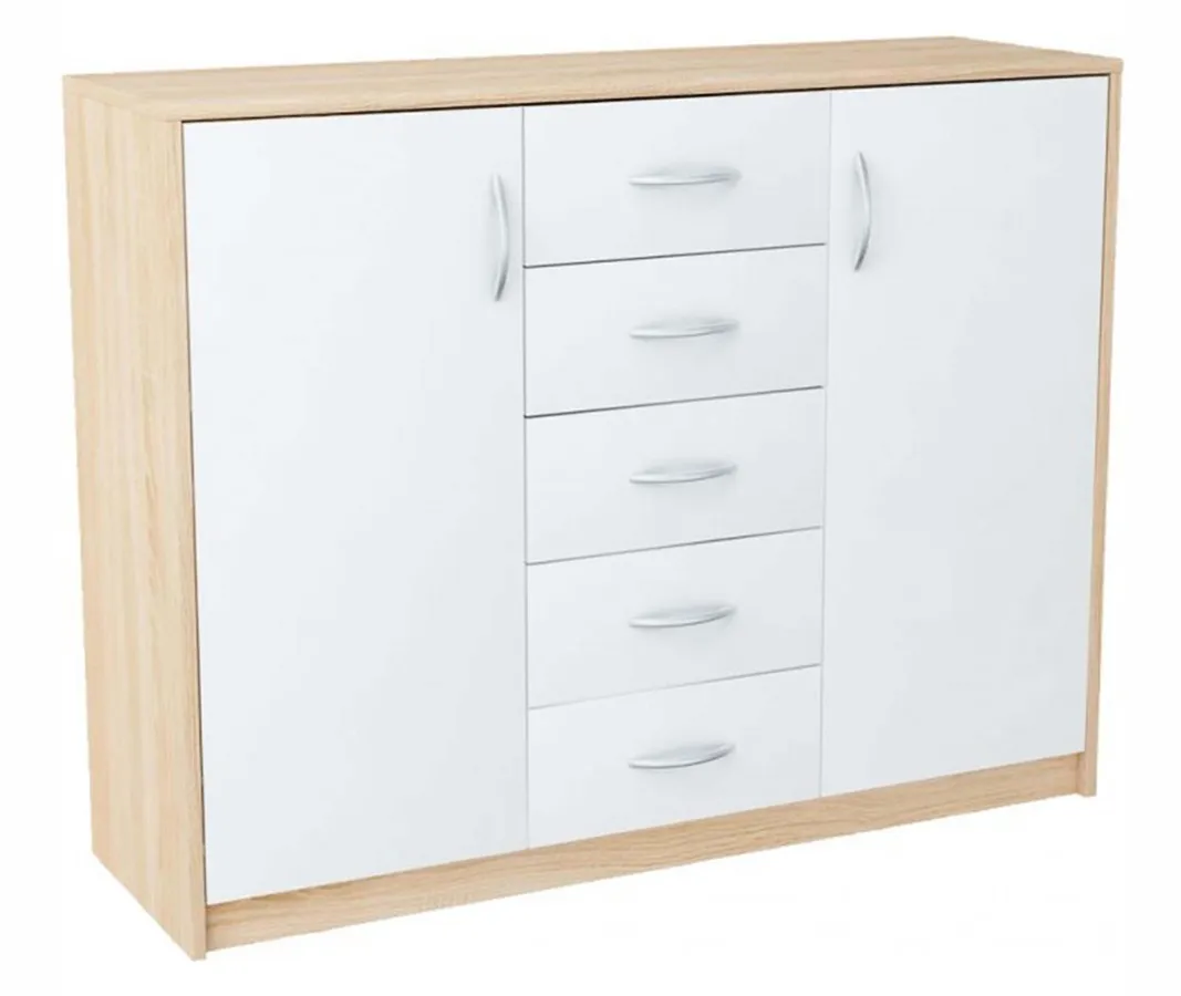 Skandynawska komoda dąb sonoma + biały M2-M04