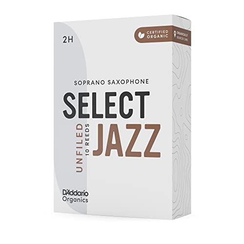 D'Addario Organic Select Jazz Unfiled Soprano Saxophone Stroiki - Stroiki saksofonowe - Pierwsza i jedyna organiczna trzcina - 2 twarde, 5 sztuk