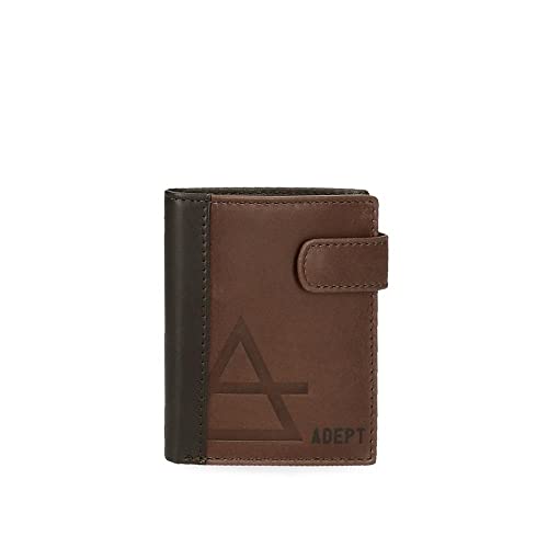 Adept Jim pionowy portfel z zapięciem na kliknięcie brązowy 8,5 x 10,5x1 cm skóra, Brązowy, Portfel pionowy z zamknięciem kliknięcia