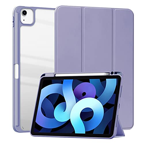 HUEZOE Etui Kompatybilny z iPadem Pro 11 2021/2020/2018, iPad Air 5 2022/iPad Air 4 2020, Smart Cover ze sztywną tylną częścią Akrylowy ze stojakiem na długopisy, Auto-Sleep/Steel, Lawenda