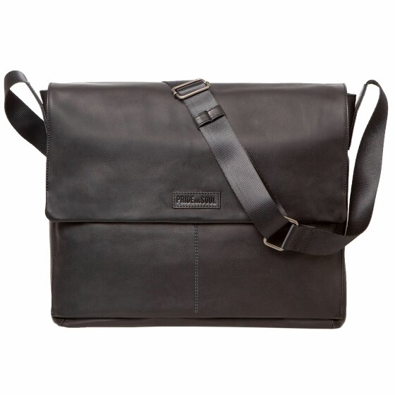 Pride and Soul Urban Messenger Briefcase Leather 38 cm Laptop Compartment schwarz