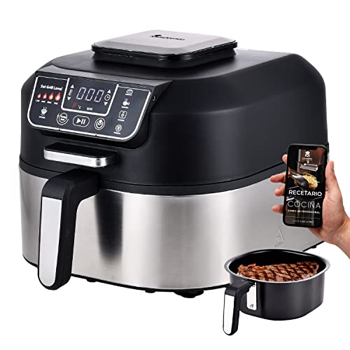 MasterPro Smokeless Grill | Elektryczny grill z technologią Cyclonic Air Max 260º mocy 1760W | 5 funkcji w 1 | Frytkownica powietrza | AirFryer, Piekarnik i Odwadniacz żywności