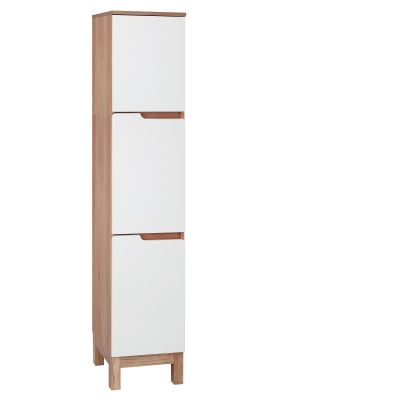 Astor Diana szafka boczna 171 cm stojąca słupek biały połysk/dekor country AM-SKS-120-7C