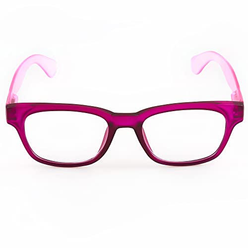 Contacta, Legend Light, okulary do czytania dla mężczyzn i kobiet, lekkie okulary, kwadratowe ramki z kolorowymi prętami i flex, śliwka, dioptrii +1,50, opakowanie z etui na portfele, 29g g
