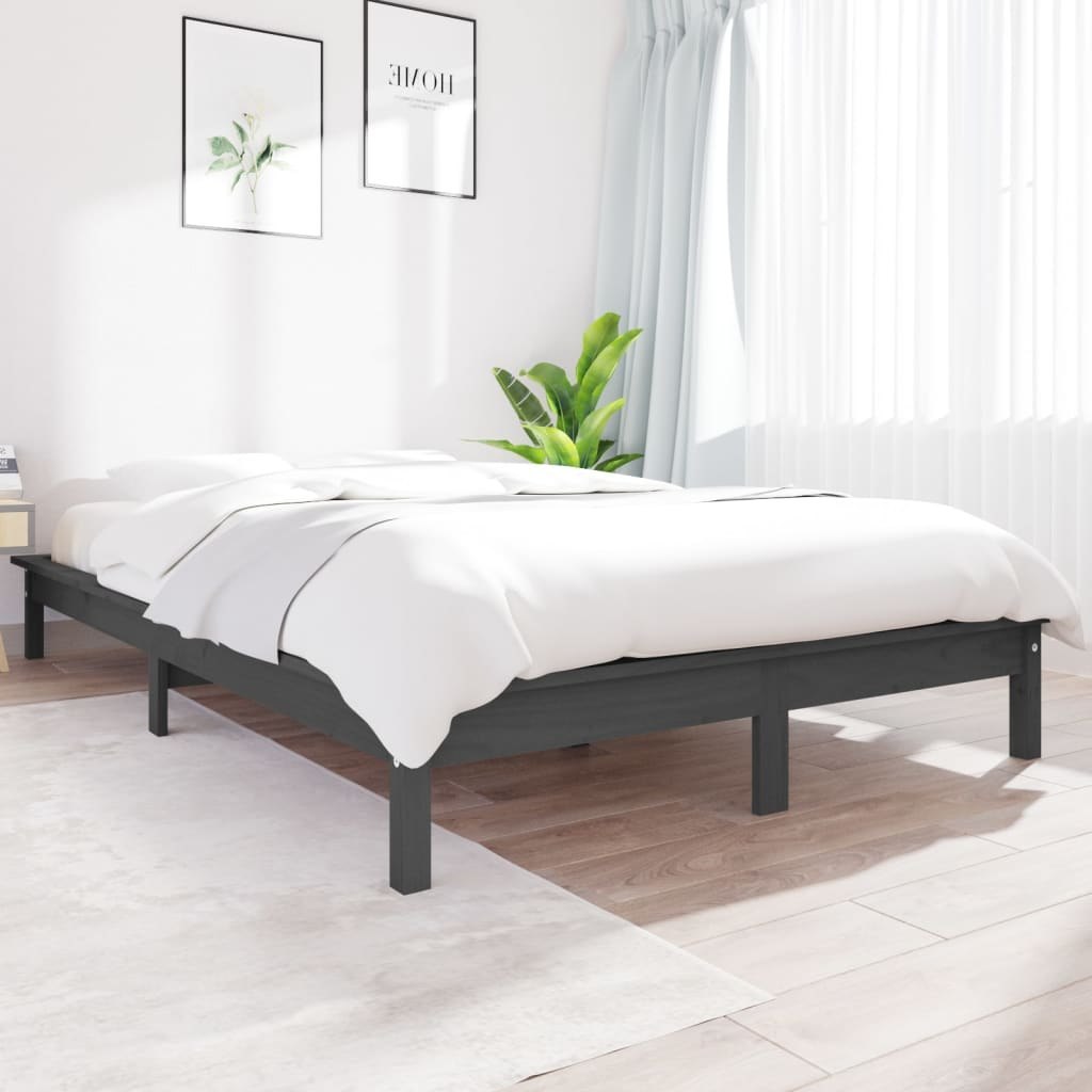 Lumarko Rama łóżka, szara, 120 x 200 cm , lite drewno sosnowe