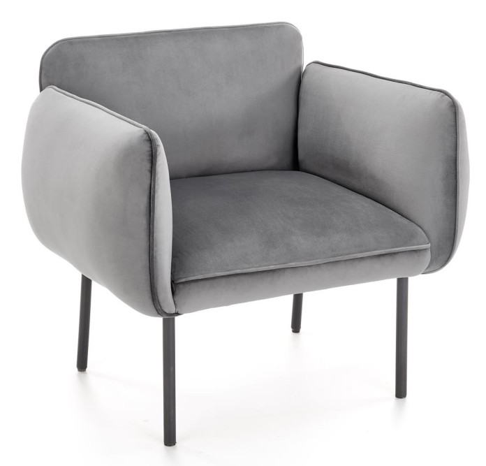 Fotel wypoczynkowy BRASIL welurowy popielaty / czarny