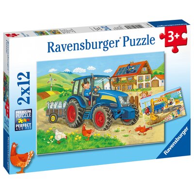 Ravensburger On the Construction Site and Farm Puzzle 2x12st. 76161