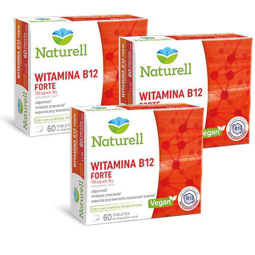 Zestaw 3 x NATURELL Witamina B12 Forte, 60 tabl. do ssania