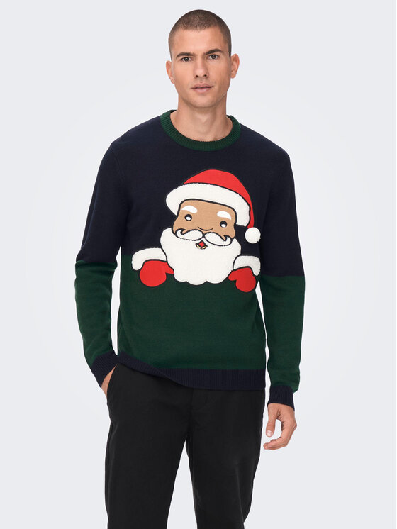 Only & Sons Sweter Xmas 22023346 Granatowy Regular Fit