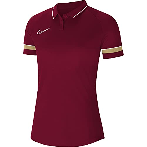 NIKE Damska koszulka polo Dri-FIT Academy, czerwony/biały/dżersejowy złoty/biały, XL