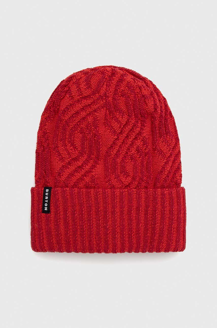 Burton czapka dwustronna kolor czerwony z grubej dzianiny