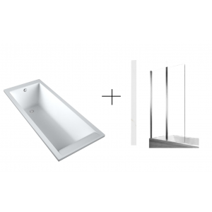 CALDO DPL532WL+ REA-W0700 CALDO SCHEDPOL Wanna akrylowa SLIM w technologii STANDARDOWEJ, laminowana 160x70x37 + Agat-2 parawan nawannowy 80x140 cm 2-częściowy szkło transparentne