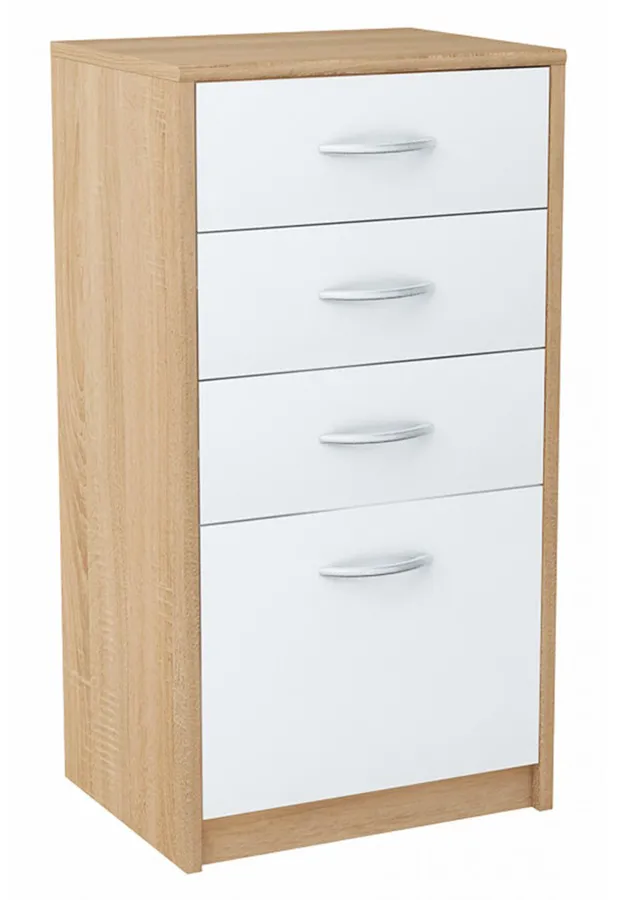Z szufladami komoda sonoma dąb + biały R7-T96