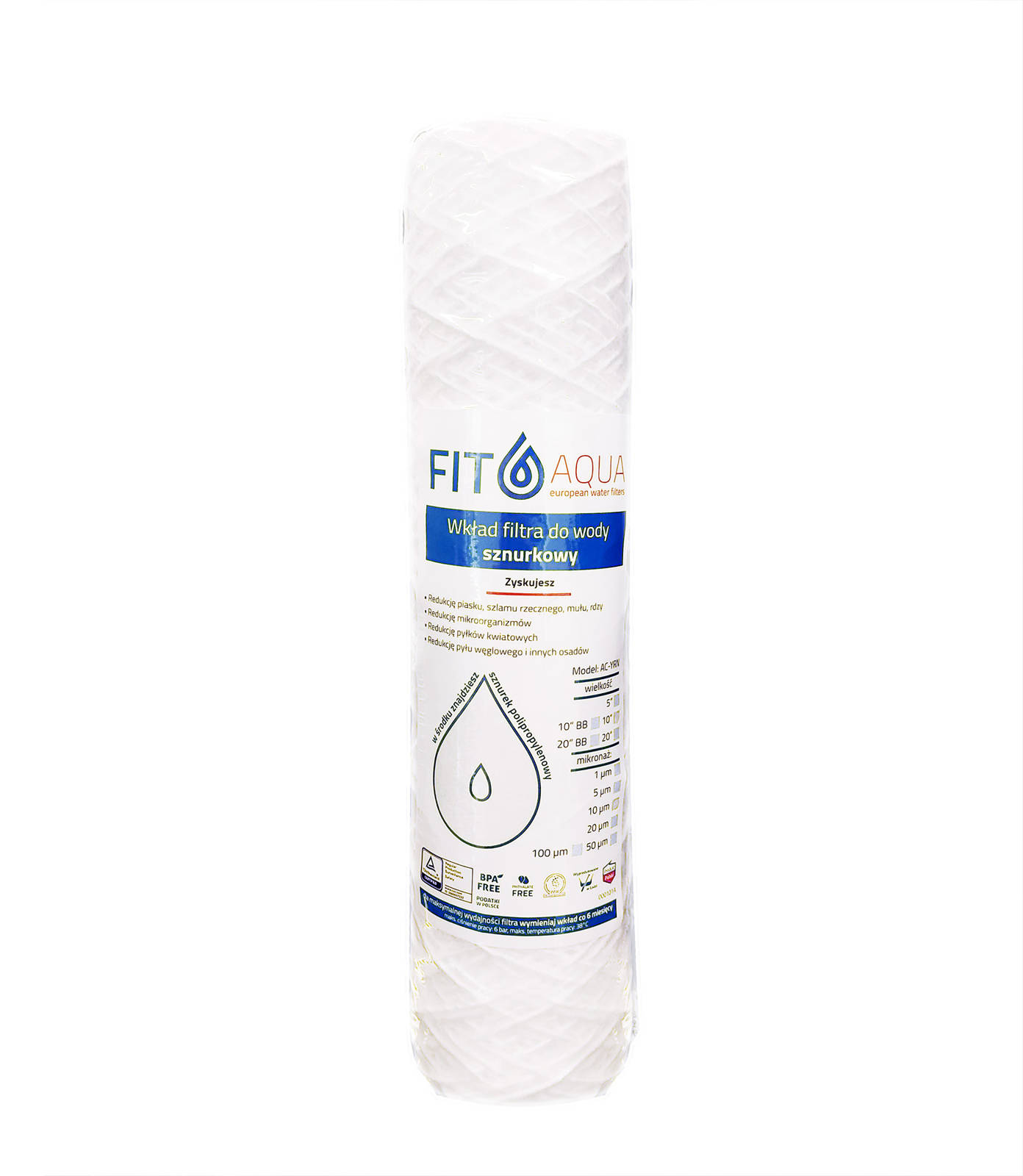 FITaqua AC-YRN-10-100 Wkład sznurkowy 100 mikronów 10 cali