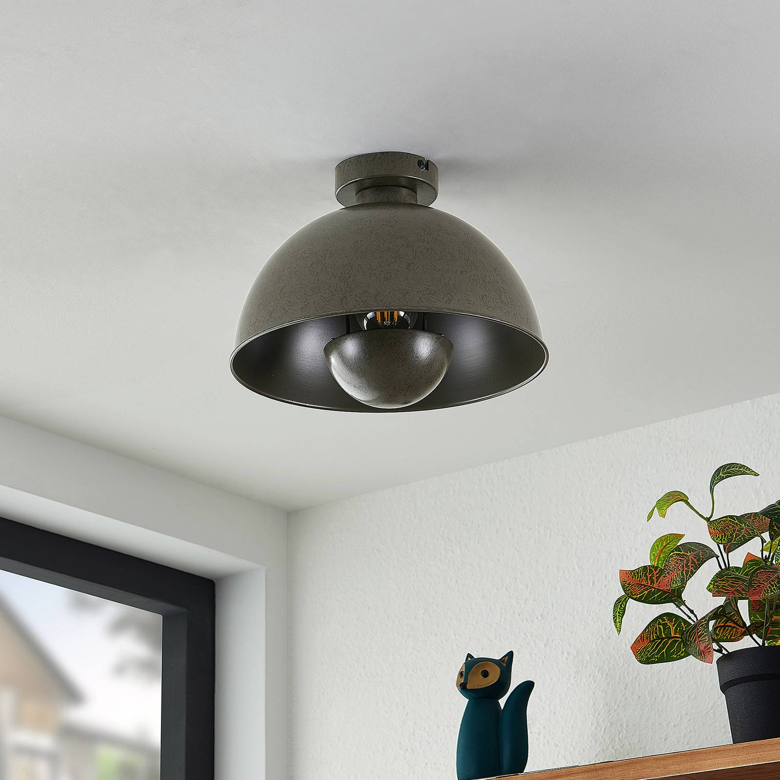 Lindby Lya lampa sufitowa 31cm okrągła ciemnoszara