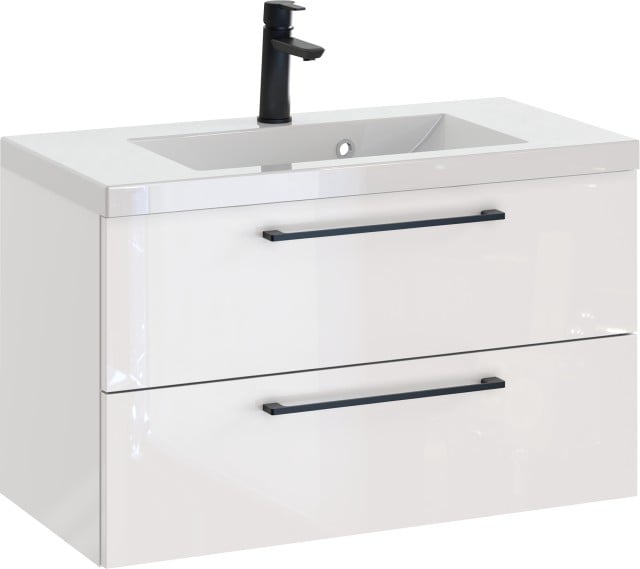 Szafka z Umywalką ROSEN 80 cm - Uchwyt Czarny