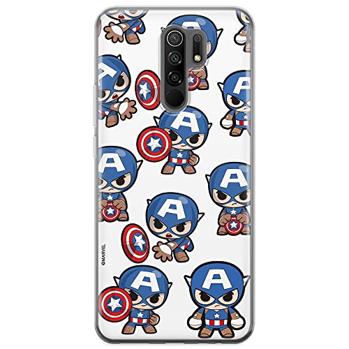 ERT GROUP etui na telefon Xiaomi REDMI 9, case oryginalny i oficjalnie licencjonowany przez Marvel, wzór Kapitan Ameryka 029, optymalnie dopasowane, plecki z TPU