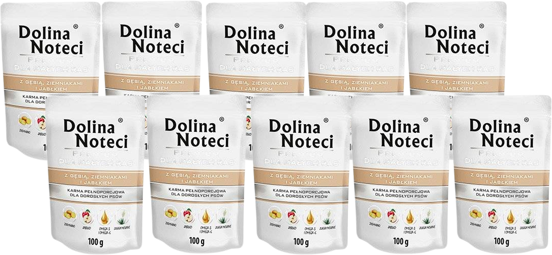 Dolina Noteci PREMIUM dla psów małych ras  z gęsią ziemniakami i jabłkiem 10x100 g