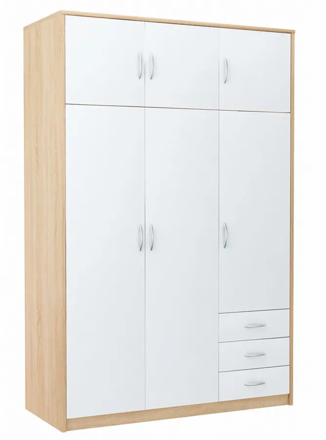 Szafa z nadstawką trzydrzwiowa dąb sonoma + biały - Rutox