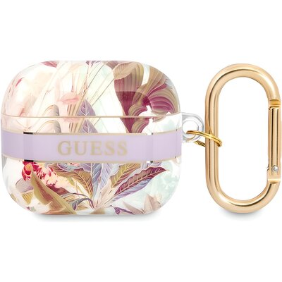 Guess GUA3HHFLU AirPods 3 cover fioletowy/purple Flower Strap Collection