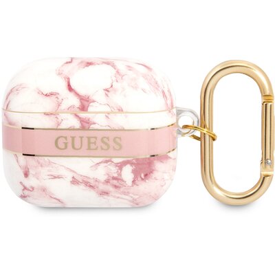 Etui Guess do AirPods 3 cover różowy/pink Marble Strap Collection