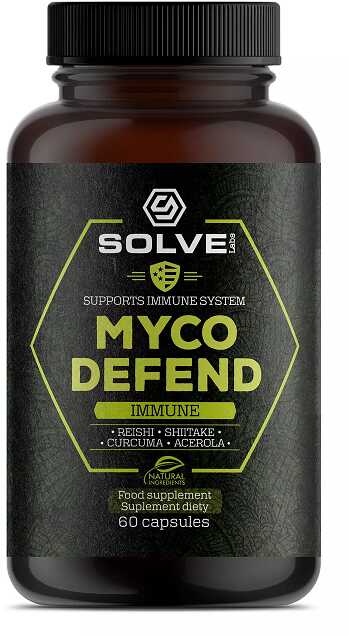 Preparat wspomagający pracę układu immunologicznego w kapsułkach - grzyby witalne + naturalne ekstrakty roślinne Solve Labs (MYCO DEFEND IMMUNE SUPPOR
