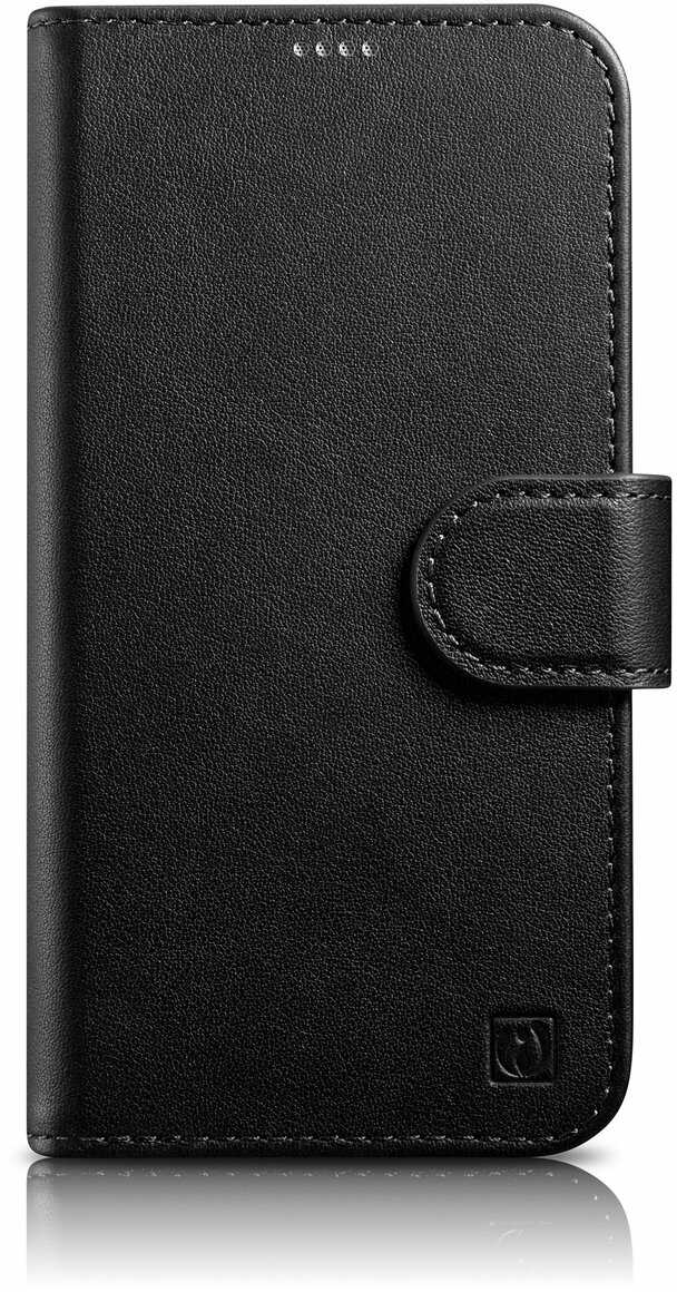 iCarer Wallet Case 2in1 etui iPhone 14 skórzany pokrowiec z klapką Anti-RFID czarny (WMI14220725-BK)