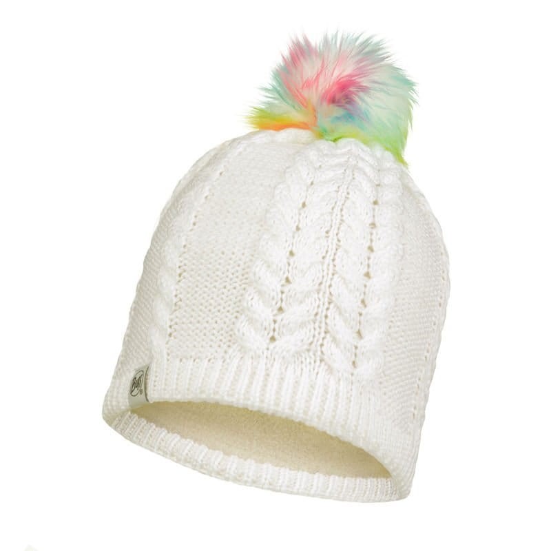 Czapka zimowa dziecięca z pomponem Buff Child Knitted & Full Fleece Hat Nina Lilac White