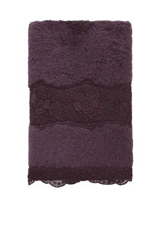 Ręcznik STELLA  50x100cm z koronką Śliwkowy