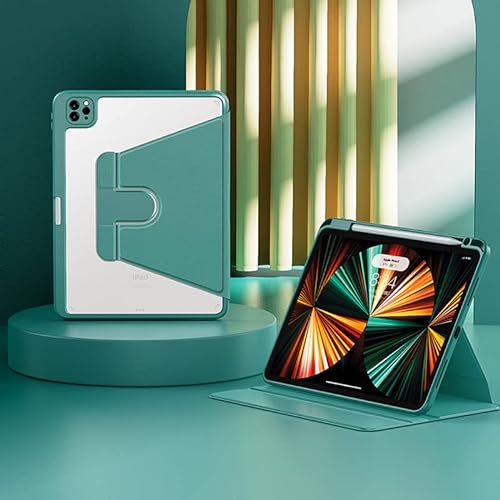 Zielone etui do iPada 2019, 2020, 2021, 10,2 cala, iPad generacja 9/8/7, nowe ulepszone wsparcie obrotu 360°, z otworem na długopis