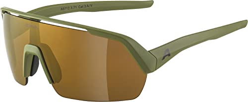 ALPINA Unisex - Dorośli, TURBO HR Okulary sportowe, olive matt/yellow, One Size