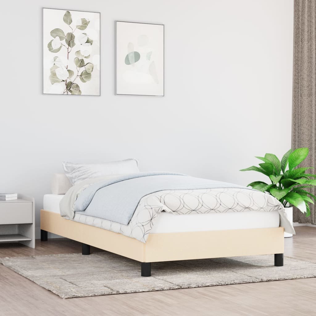 Фото - Ліжко VidaXL Rama łóżka, kremowa, 90 x 200 cm, tapicerowana tkaniną Lumarko! 