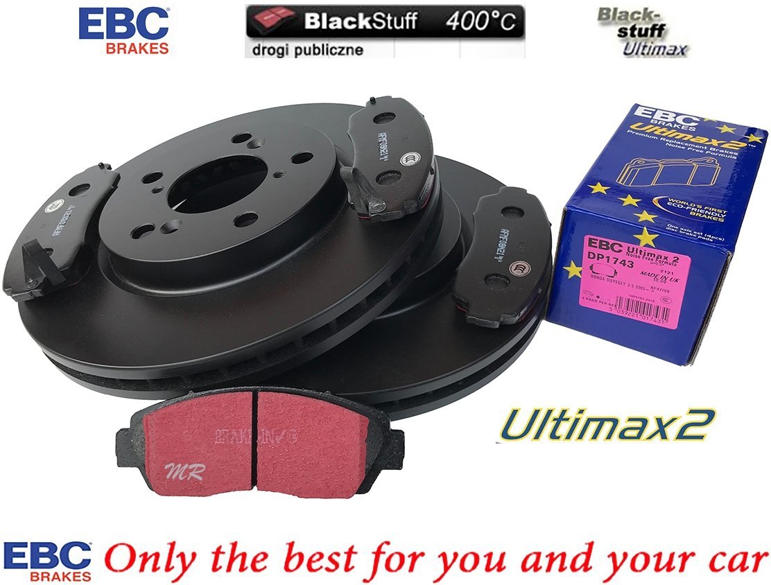 Przednie klocki Ultimax2 + tarcze hamulcowe EBC seria Premium Honda Odyssey 2005-2010