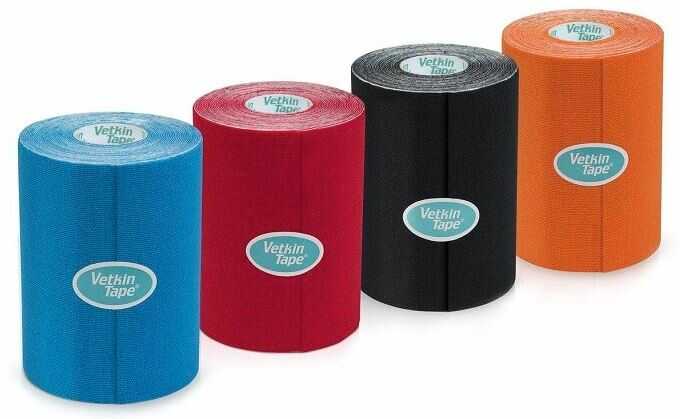 Szeroka taśma do kinesiotapingu zwierząt - weterynaryjny kinesio tape o mocnym kleju - (Vetkin Tape 10cm x 5m )