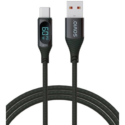 SAVIO KABEL USB - USB-C Z WYŚWIETLACZEM, 1M CL-172  paczkomatem od 599zł