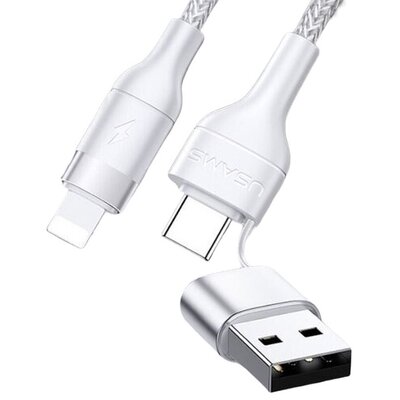 USAMS Kabel pleciony U31 USB-C/USB na lightning 30W PD Fast Charge biały/white SJ404USB02 (US-SJ404)