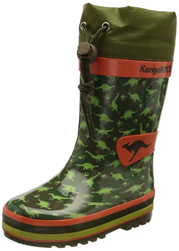 KangaROOS K-Rain kalosze gumowe, zielony wojskowy/dinozaury, 32 EU