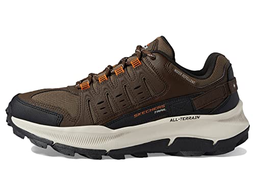Skechers Męskie trampki 237501 BROR, brązowa skóra/siatka/pomarańczowe wykończenie, 8,5 UK