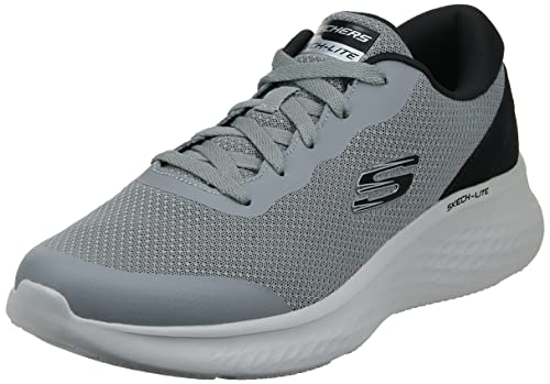 Skechers Męskie tenisówki Gybk 232591, Szare wykończenie Duraleather z siatki, 40 EU