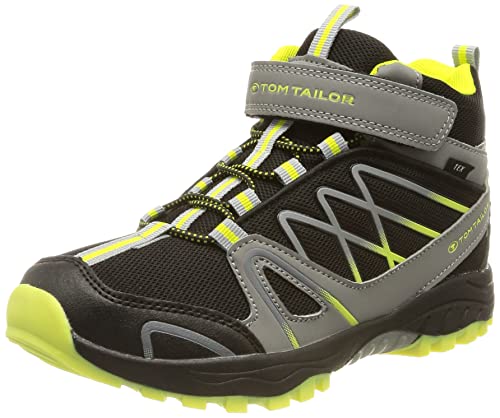 TOM TAILOR Chłopięce 4271102 buty do chodzenia, Black Grey Neon Yellow, 35 EU