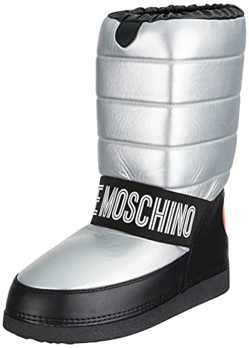 Love Moschino Damskie botki St.tod.skiboot20 Soft Marvel Pu, srebrne/czarne, rozmiar 35 UE