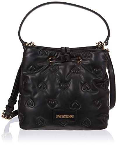 Love Moschino Damska torba na ramię Borsa Pu wytłaczana nero, czarna, 23 x 24 x 16