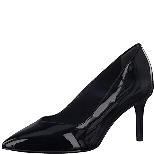Tamaris Damskie klasyczne czółenka, damskie buty na obcasie, komfortowa wyściółka, Czarny Black Patent, 38 EU