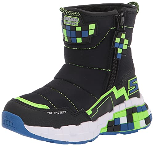 Skechers 402198L BBLM botki, czarne tekstylne/syntetyczne/niebieskie i limonkowe, 11 UK